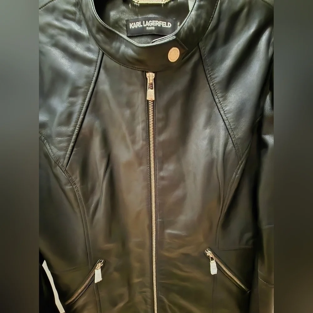 NWT Karl Lagerfeld Real Leather Jacket Size XL - Picture 8 of 8